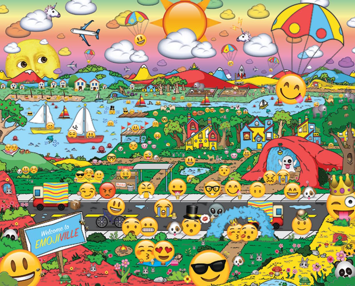 Springbok Set Da 2 Puzzle Da 1000 Pezzi: Color Collage Ed Emojiville, Colorati, Made In USA - 2