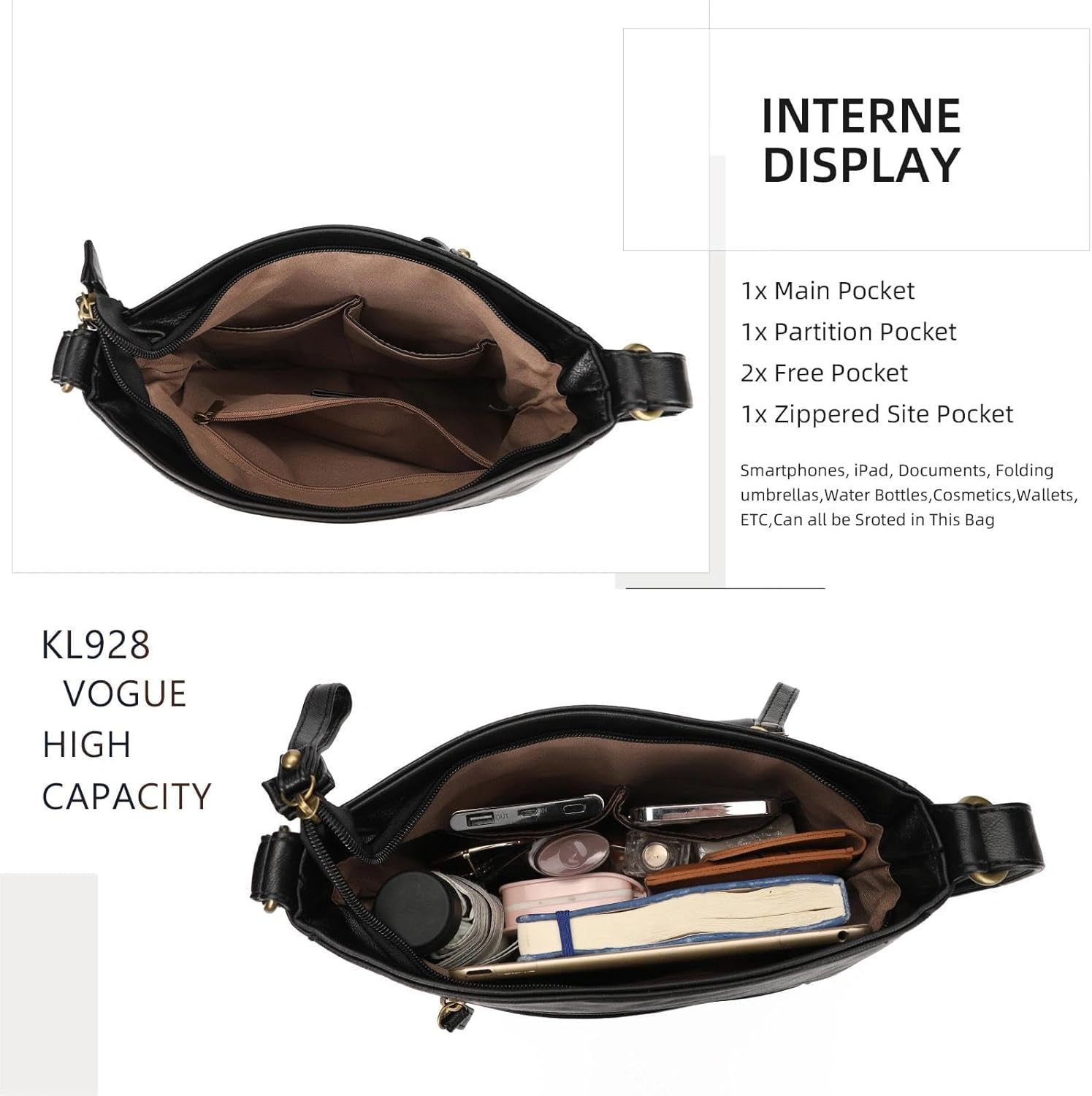 KL928 Crossbody Bags for Women, Multi Pocket Shoulder Bags, Medium PU Leather Cross Body Purses - Image 4