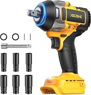 XGOBHC Cordless 1/2" Impact Wrench for Dewalt 20V Battery - 1700N.m High Torque Brushless, 3 Speeds, 6 Sockets for Car Tires & Home Projects