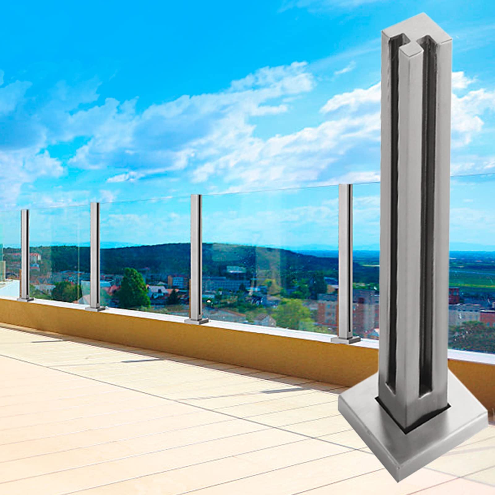 Poteau de garde-corps haut de gamme 1,8m d'angle contemporain avec fente