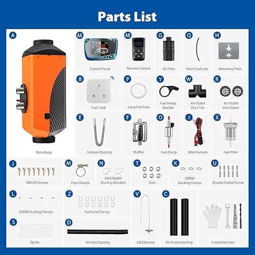 Miniatura 8 de Calentador diésel de 8 kW, 12 V-24 V, bajo consumo de combustible, calentador de aire diésel de calentamiento rápido con monitor LCD, control