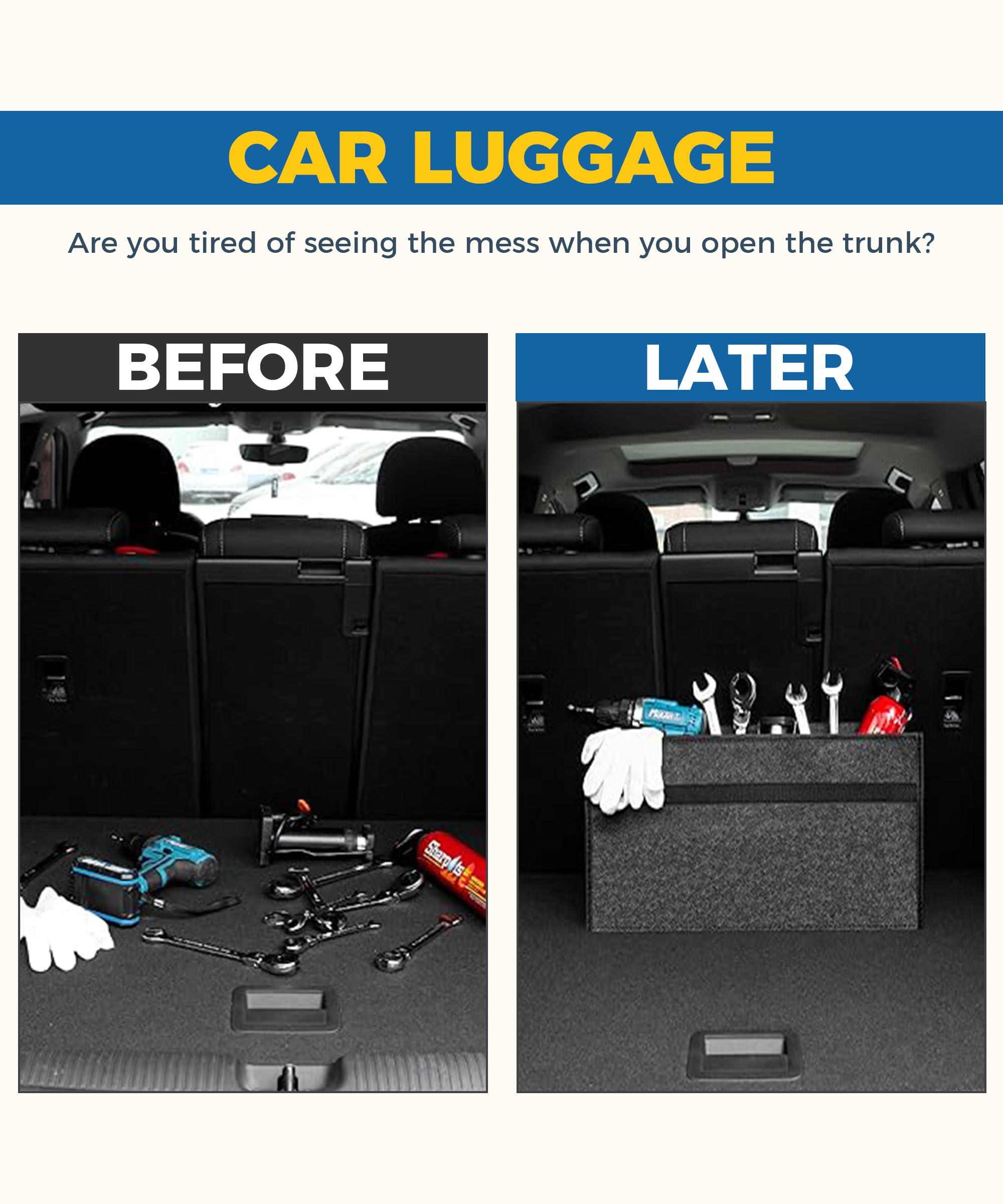 Flaconi 12"x6"x12" Organisateur de Voiture Rangement Intérieur Adapté À Toutes Les Voitures