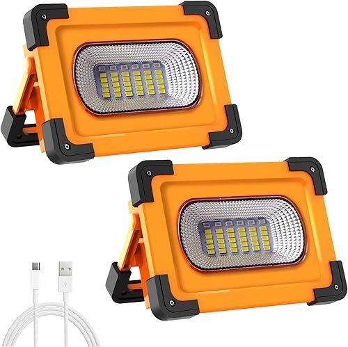 Miniatura 1 de T-SUN Luces de trabajo LED solares de 60 W luz de inundación USB portátil recargable 4 modos de seguridad iluminación de lugar de trabajo