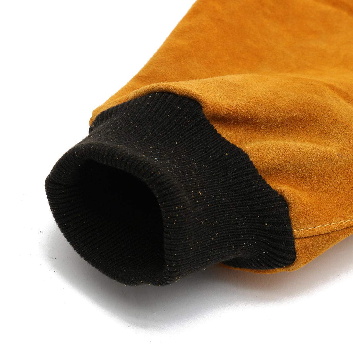 1 paire de manchons de soudage en cuir de vache avec manchette élastique pour protéger les soudeurs