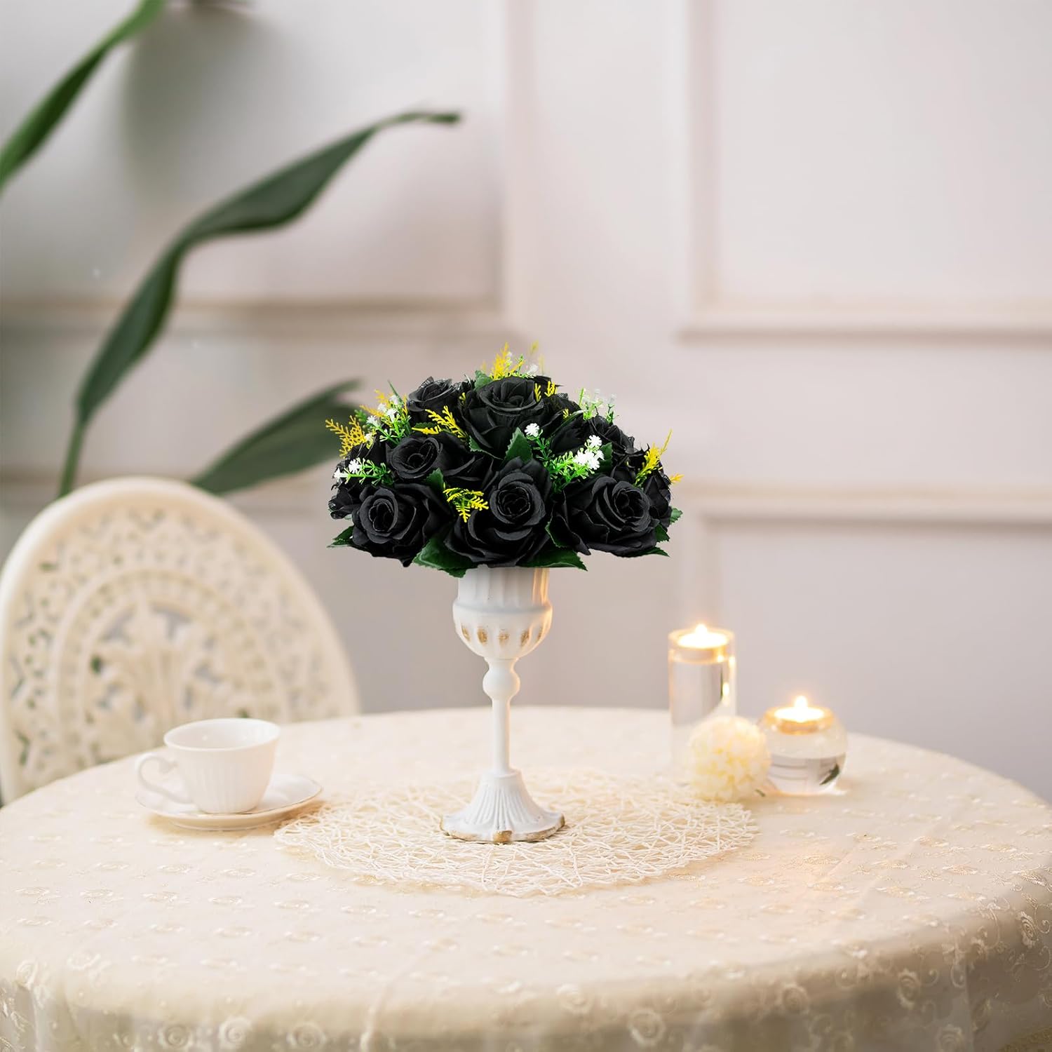 BLOSMON Flower Balls Wedding Rose Centerpieces 10 Pcs Black Fake Flowers Kissing Balls Decor Artificial Floral Arrangements Flower Bouquet of Roses Home Party Room Table DIY Decorations - Image 4