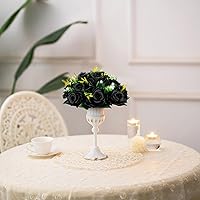 Vista 7 de BLOSMON Bolas de flores, centros de mesa de rosas de boda, 2 piezas, flores falsas negras, bolas de beso, decoración de arreglos florales