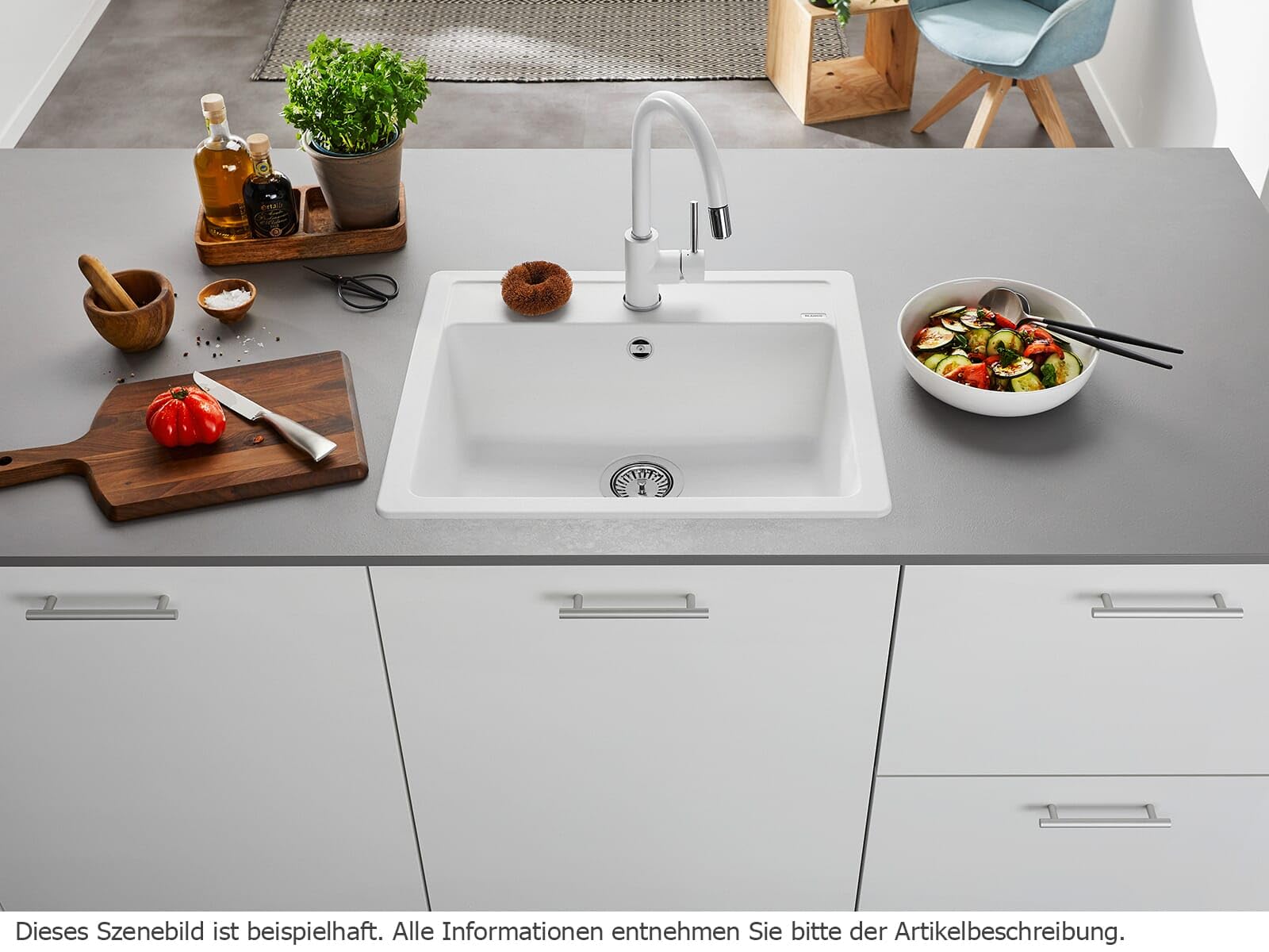 BLANCO LEGRA 6 | Granitspüle aus SILGRANIT schwarz | [58,5x50x20,2 cm] | für 60 cm breite Unterschränke | Großes Beckenvolumen | Reinigungsfreundliche Öberfläche