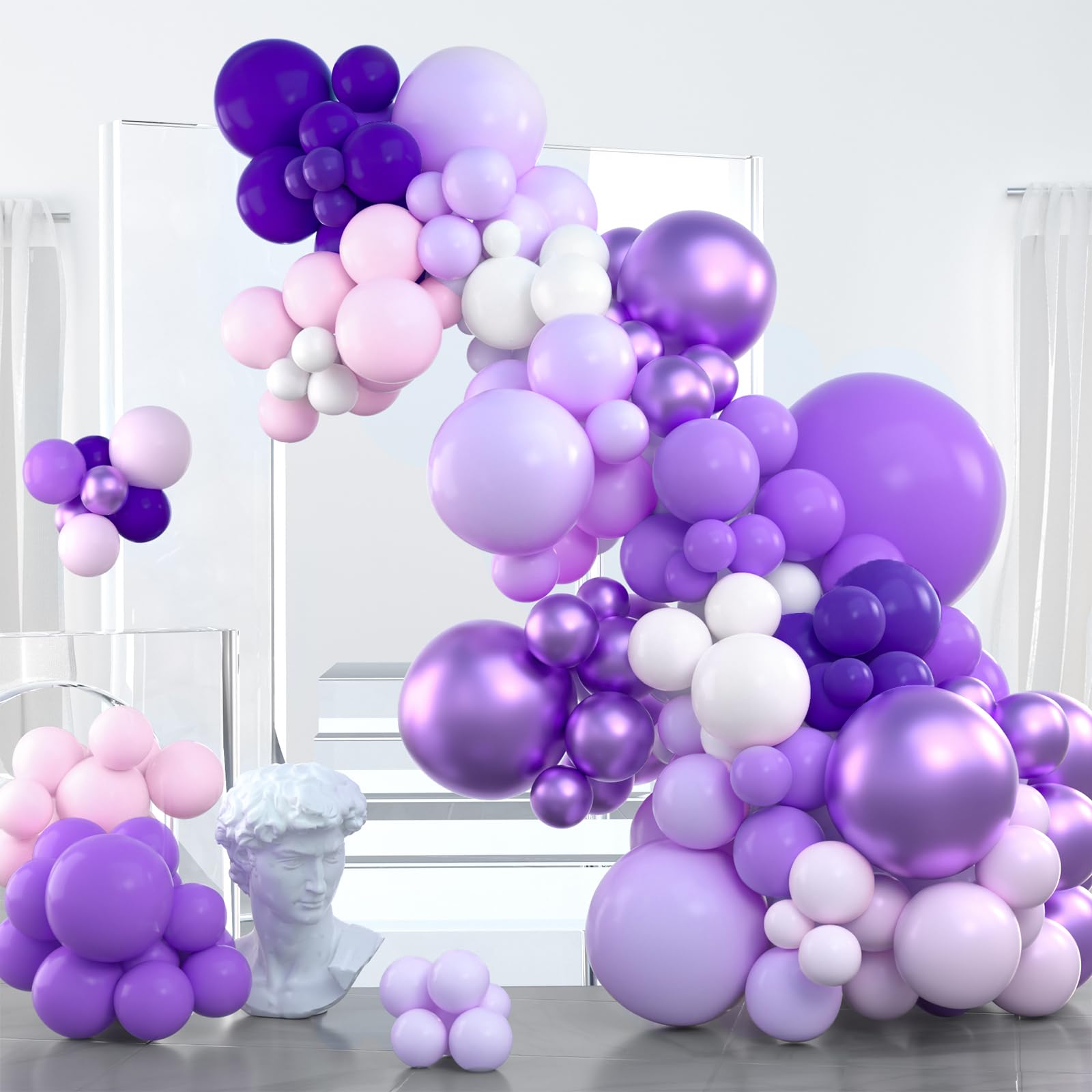 PartyWoo Purple Balloon Garland, 100 pcs Shades of Purple Balloons Different Sizes Pack of 36 Inch 18 Inch 12 Inch 10 Inch 5 Inch for Balloon Garland