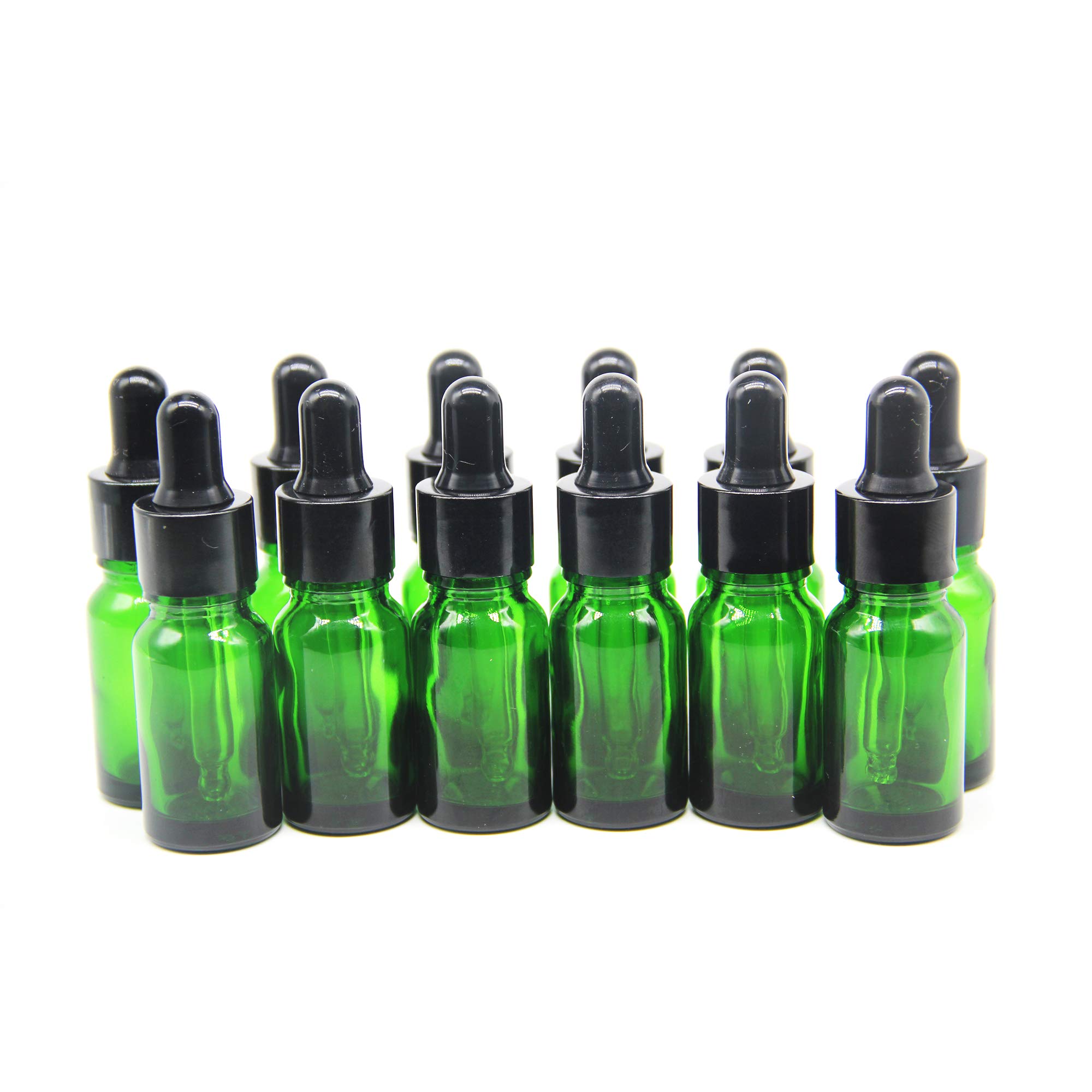 Yizhao Green Glass Dropper Bottles 5ml, with Glass Pipette Dropper, for Essential oil, Aromatherapy, Laboratory, Massage, Makeup, Mixing, Travel– 12Pcs