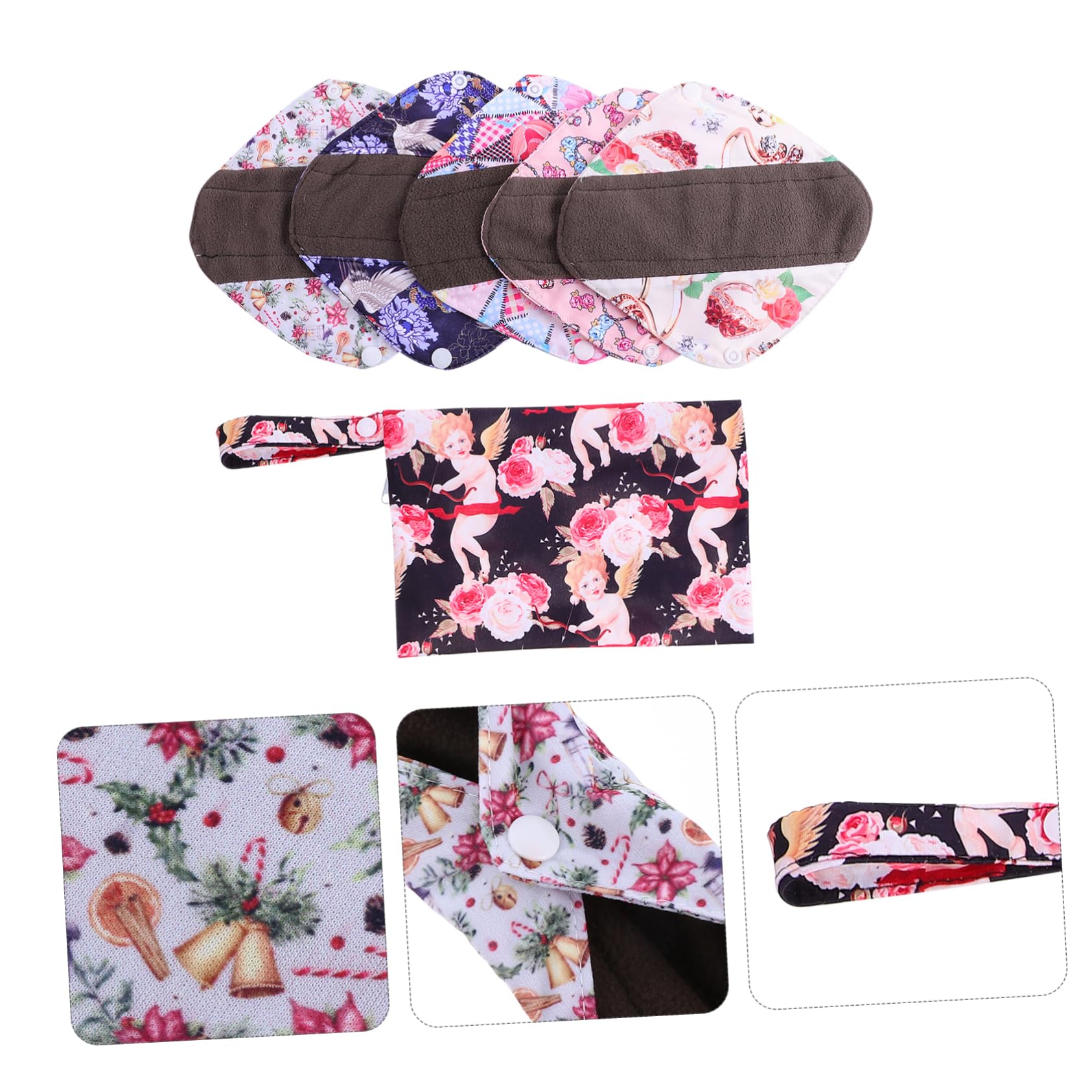 Healeved 15piezas Compresas De Reutilizables Con Bolsa De Almacenamiento Almohadillas Menstruales De Bambú Antibacterianas Para Abundante y Diaria