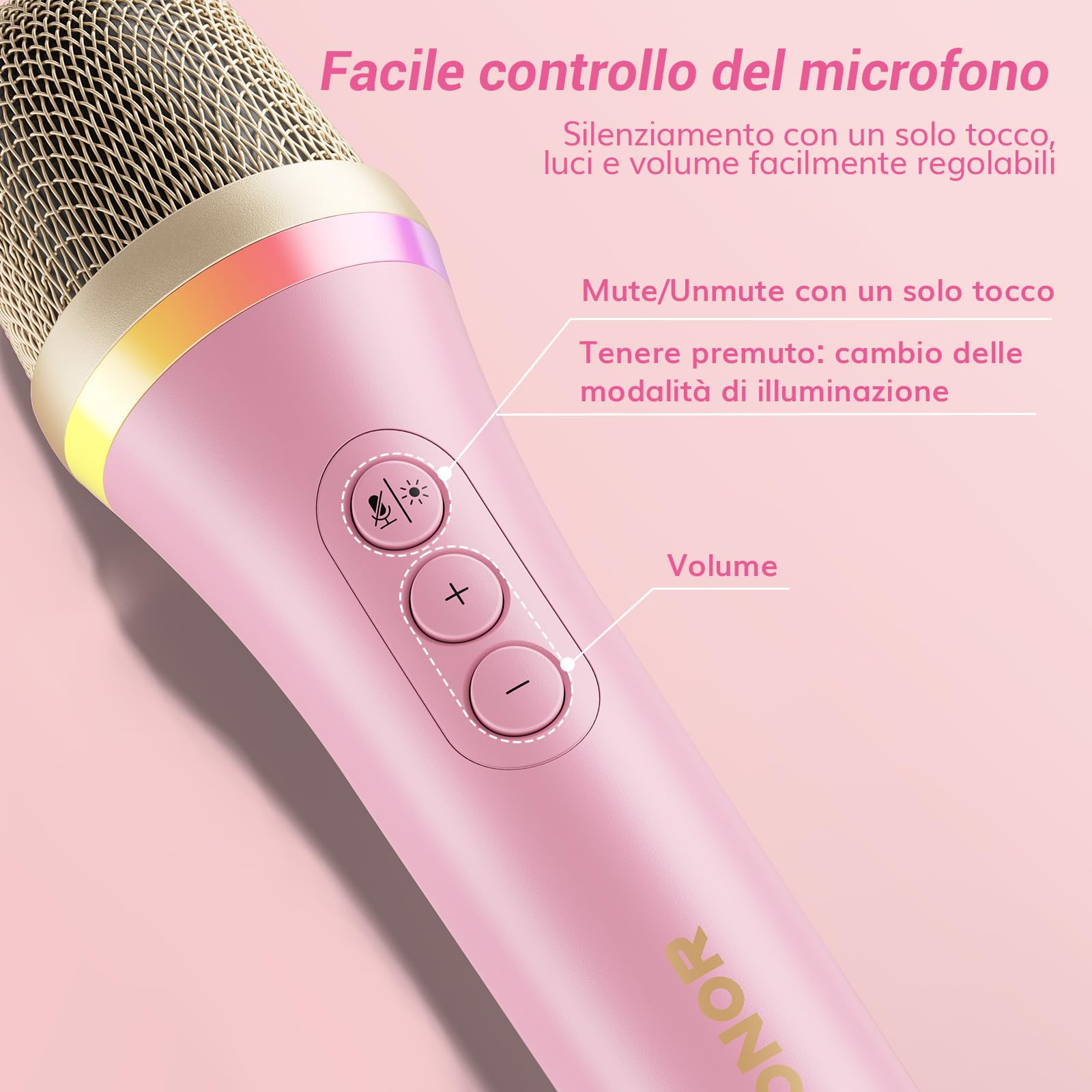 TONOR Microfono Dinamico USB/Tipo C per PC, Microfono da Gioco per Computer Podcast RGB con Supporto da Braccio per Registrazione, Live, Streaming, Youtube, Canto, Studio, Microphone per Karaoke Rosa