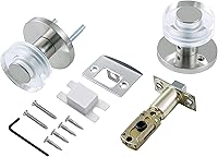 Vista 2 de Pomos de puerta de cristal para interiores, pomos de puerta de paso, cerradura de puerta de entrada sin llave, pomo redondo sin bloqueo para puertas