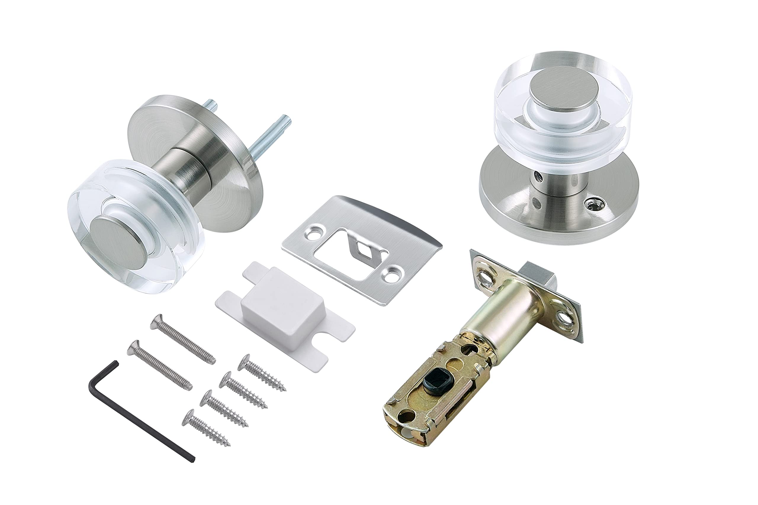 JESSTTI Crystal Door Knobs, Keyless Knobs Passage Function for Hall and