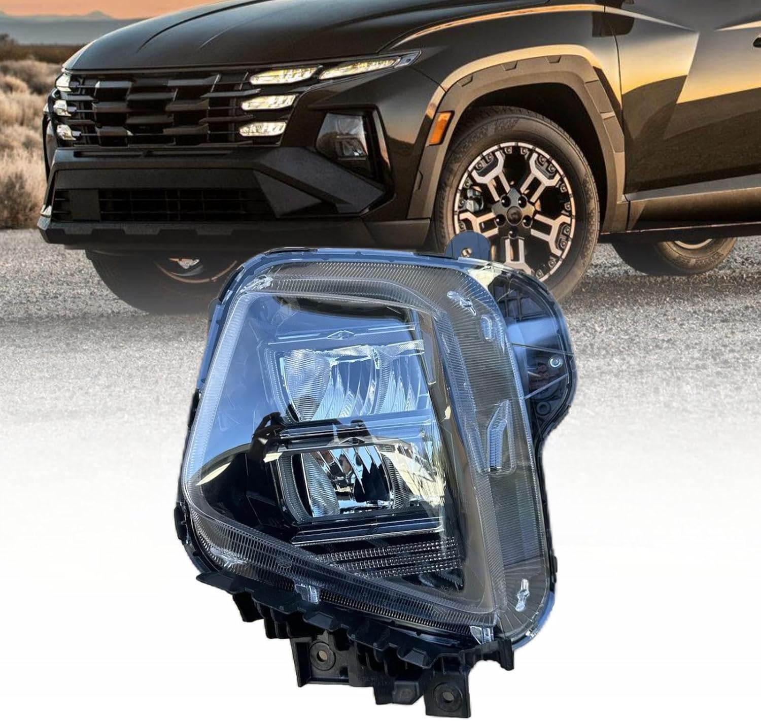 Left Side LED Headlight Assembly Fit for Hyundai Tucson SE/SEL 2024 2025 2026 2.5L, Driver Side Front Headlamp Replace# 92101-CW650