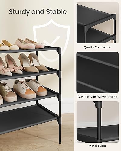 Miniatura 4 de SONGMICS Zapatero, organizador de almacenamiento de zapatos de 4 niveles, ahorro de espacio, 11.6 x 24.5 x 27.7 pulgadas, entrada, marco de metal,