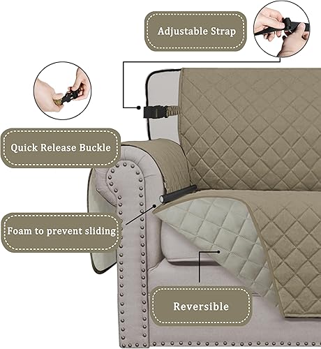 Miniatura 909 de Easy-Going - Funda reversible para sofá, resistente al agua, con varillas de espuma y correas elásticas, protector de muebles para mascotas y perros