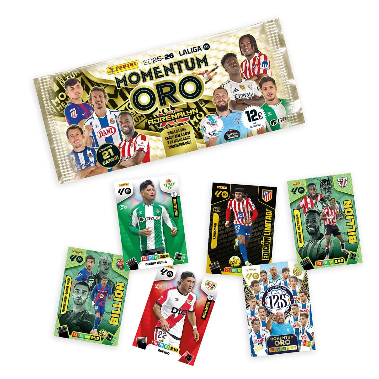 on Momentum Oro Adrenalyn XL La Liga 2025 2026 | Trading Cards Adrenalyn 2025 2026 | Exclusive Football Cards | Gold with 21 Cards