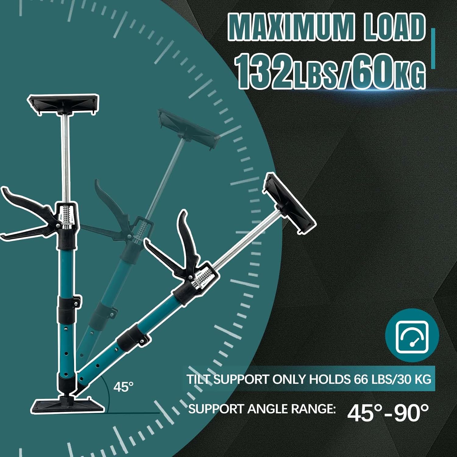 Adjustable Support Pole, Cabinet Jacks for Installing Cabinets, Telescoping Support Poles Range from 13.8'' to 24.6'' Third Hand Tool for Installation, 132 LB Capacity, 2 Packs