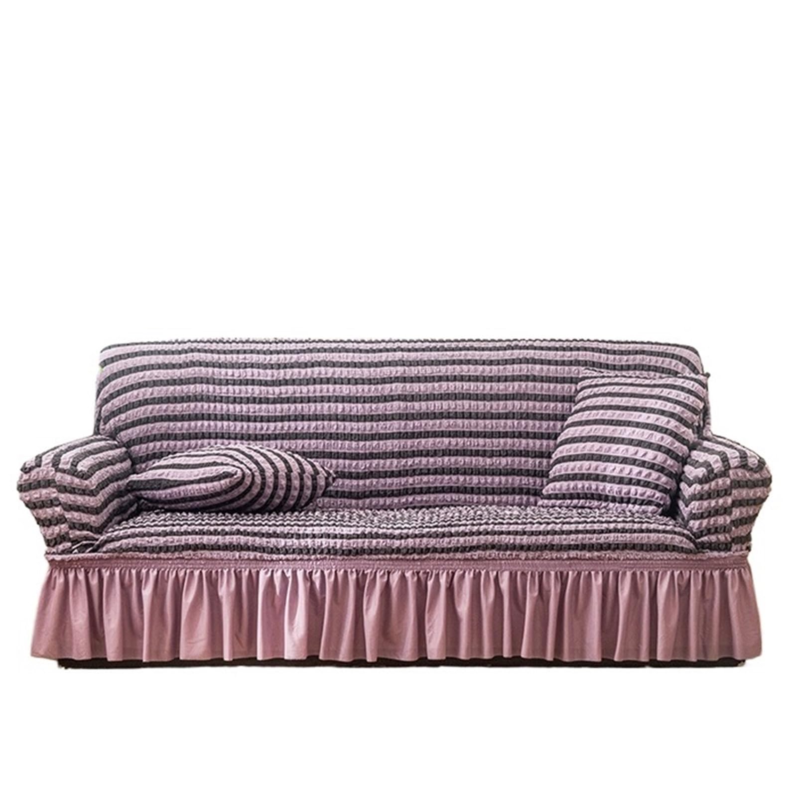 SUBLXPoten Sofa Cover with Skirt Bubble Sofa Cover Skirt All-inclusive Fabric Elastic Lazy Universal(Color 5,145-185cm 1pc)