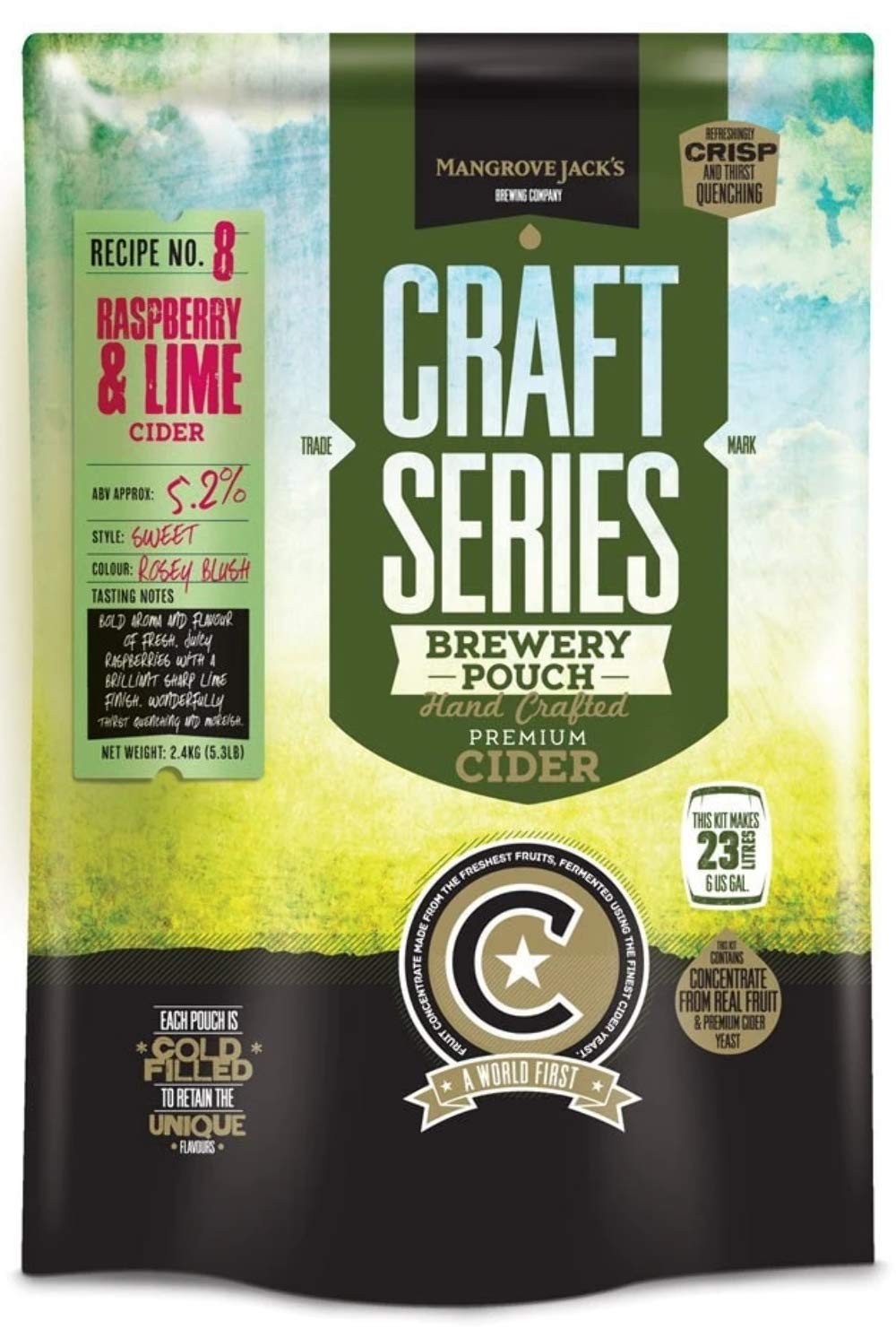Raspberry and Lime HARD APPLE CIDER KIT Mangrove Jack's Craft Series Pouched Hard Cider Recipe Kit #8
