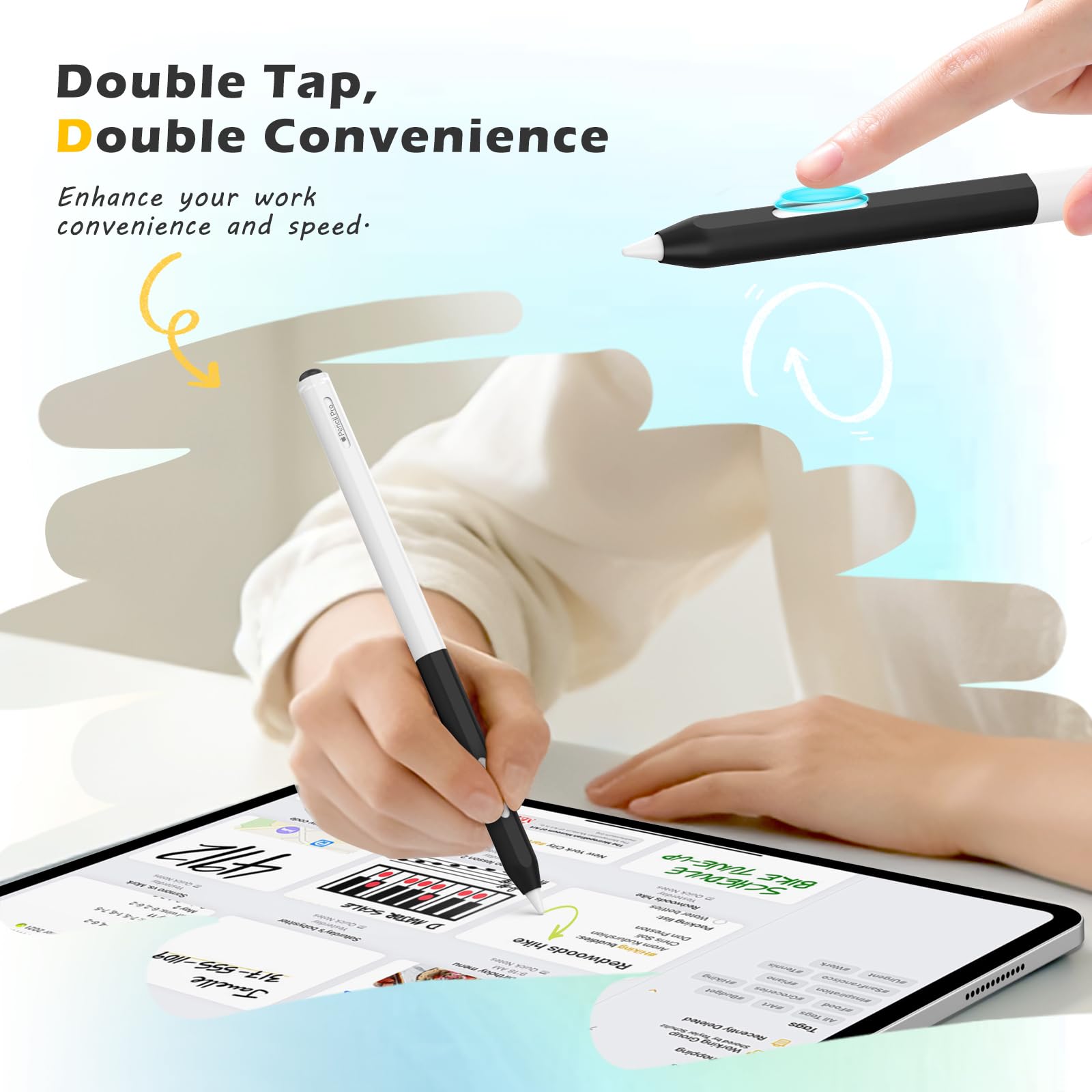 MoKo Clear Silicone Case for Apple Pencil Pro/ 2nd Generation, Black | Crystal Clear Silicone, Protective Cover Sleeve, Compatible with Magnetic Charging, Compatible with Double Tap