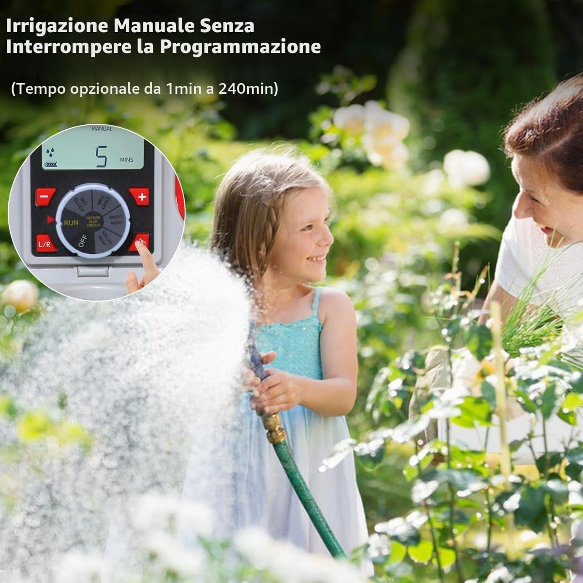 2 Vie Centralina Irrigazione,Orologio da giardino con display LCD dispositivo di irrigazione per programmabile giardino