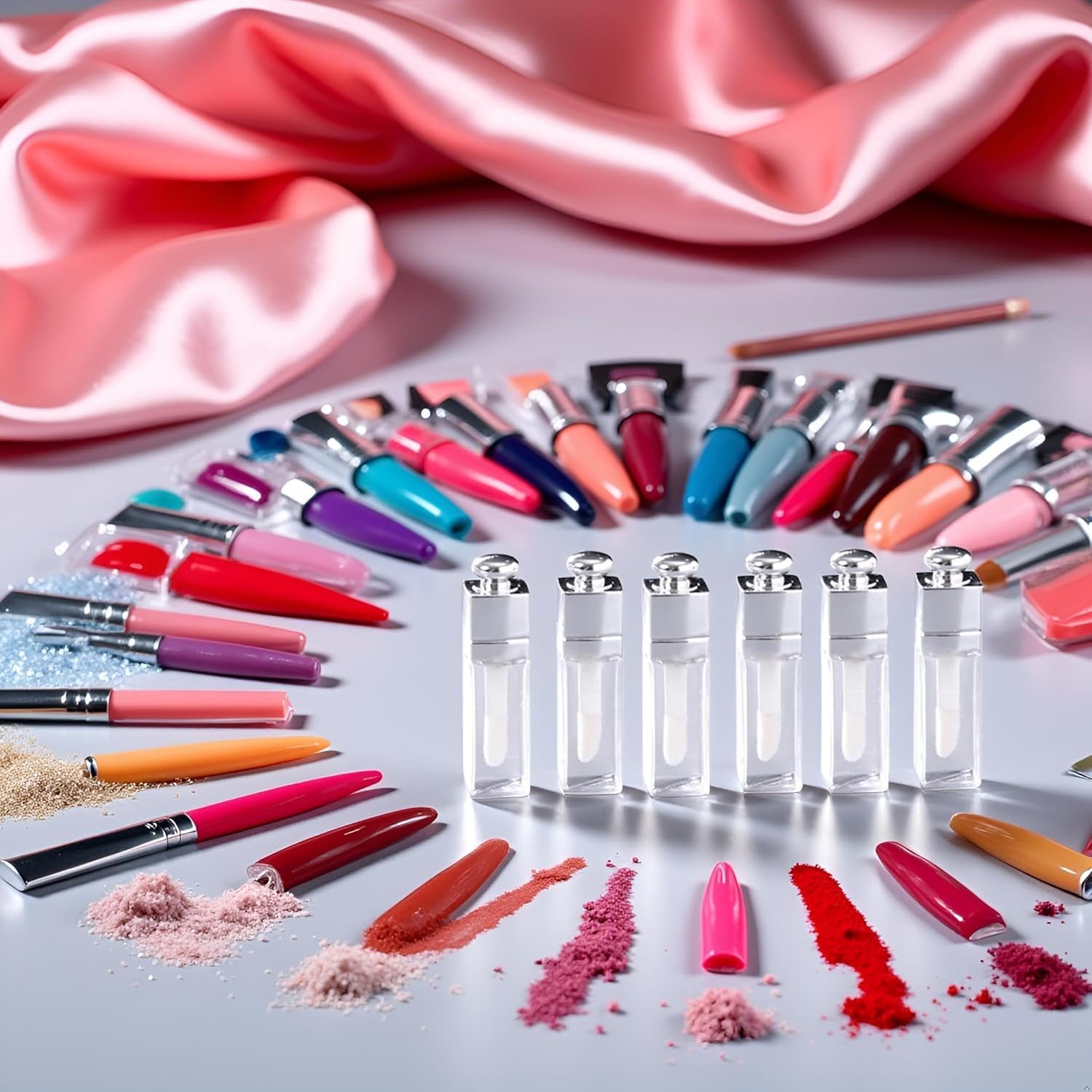 6 contenitori vuoti trasparenti per lucidalabbra, trasparenti, ricaricabili, mini contenitori per rossetto, per trucco fai da te, lucidalabbra, labbra (3 ml)