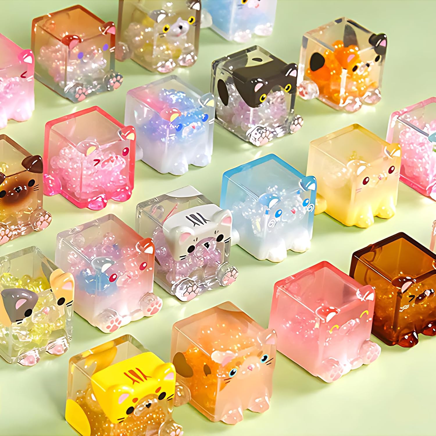 Square Cat Series Blind Box (3 Figures per Box) Random Design Action Figure Cute Animal Blind Bag Collectible Toy - Styles Vary Mini Cats Figures Mystery Bag for Cat Lovers Birthday Gifts & Desk Decor