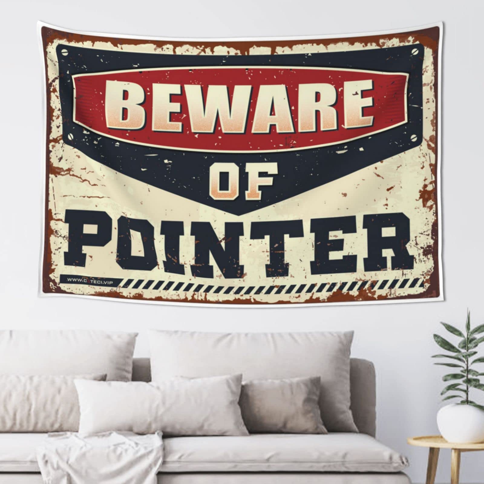 PRAVOXI Tapestry For Bedroom Aesthetic Beware Of Pointer Tapestry Men Cave Decor Kawaii Room Decor(75X100CM)