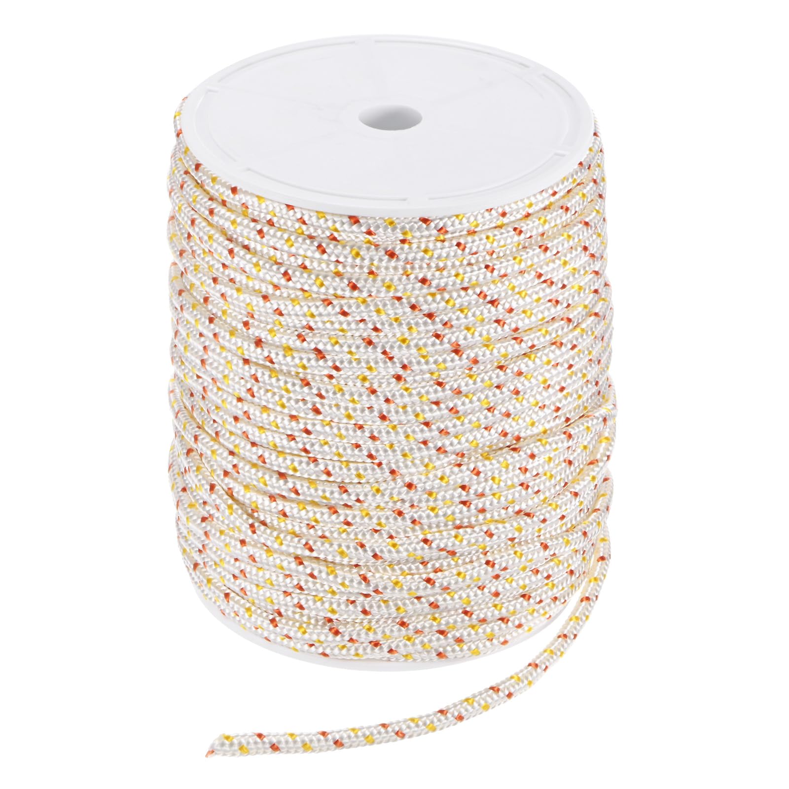 M METERXITY Cuerda de Arranque de Retroceso 6mm 60M Cuerda de Arranque de Retroceso de Nylon para Cortacésped/Motosierra/Desbrozadora/Cortadora de Cepillo [Blanco Rojo Amarillo]