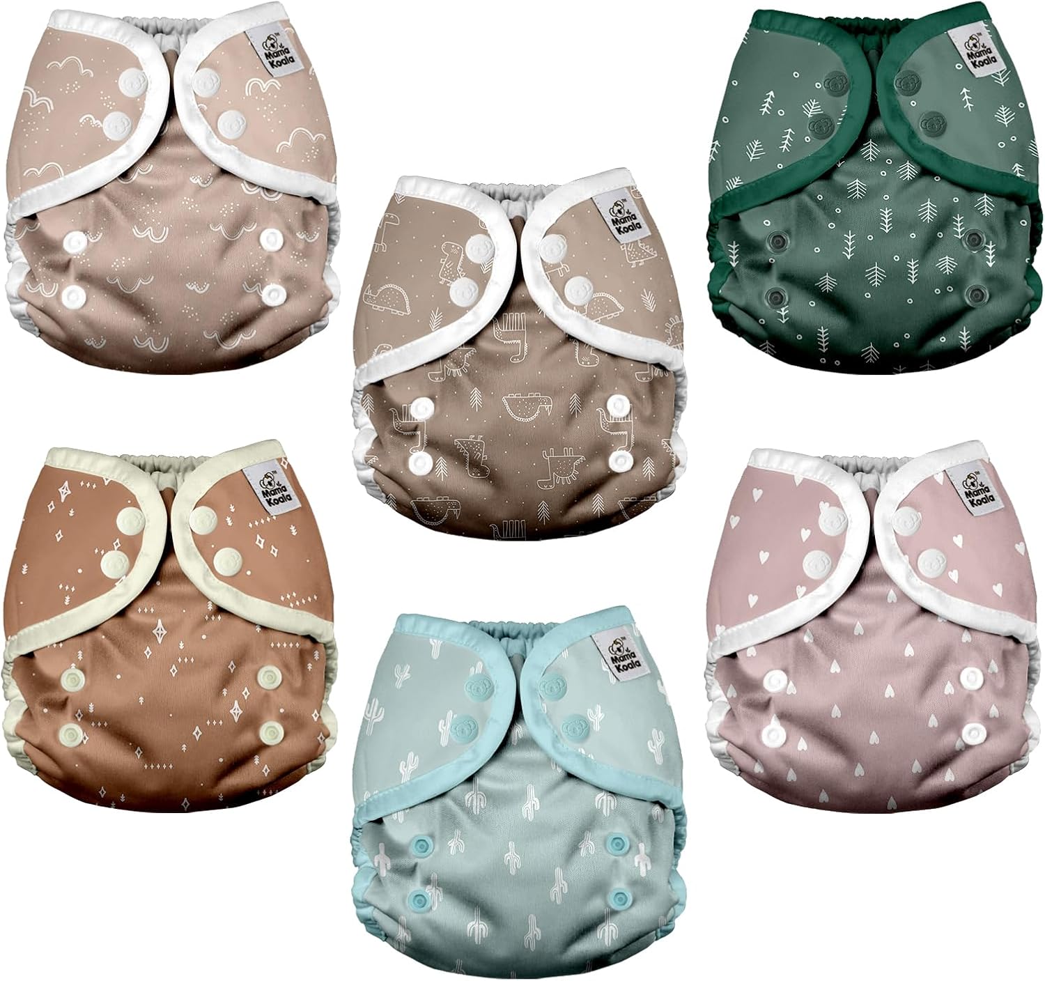 Mama Koala Reusable Adjustable Cloth Diaper Covers Size S,with 2 Pack Reusable and Washable Waterproof Pail Liners