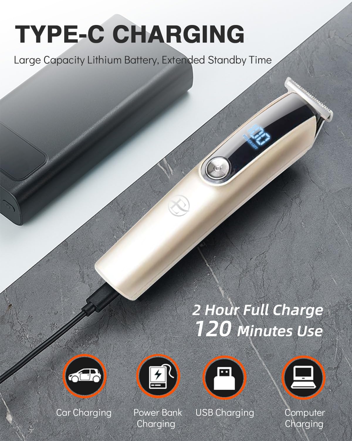 Beard Trimmer For Men, Mens Hair Clipper, 16 In 1 Hair Grooming Kit, IPX7 Waterproof Beard Trimmer, Electric Trimmer Haircut Kit W/ 2-Speed Adjustable, USB And LED Display Home Travel, Black - View #8