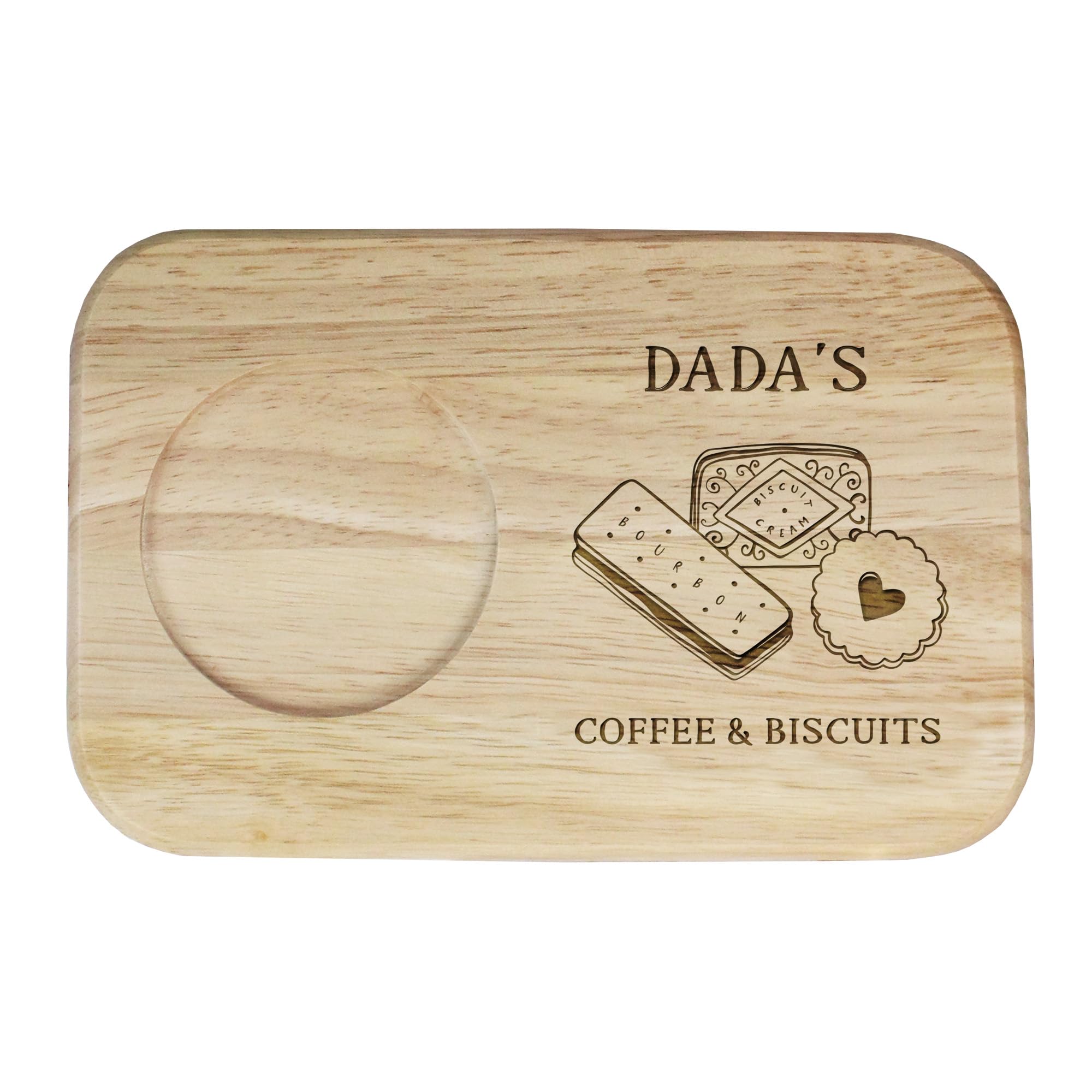 eBuyGB Engraved Dada's Coffee & Biscuits Serving Board - Wood Coffee Treat Board, Gifts for Dad, Daddy, Dada, Papa - Birthday Gifts for Dad