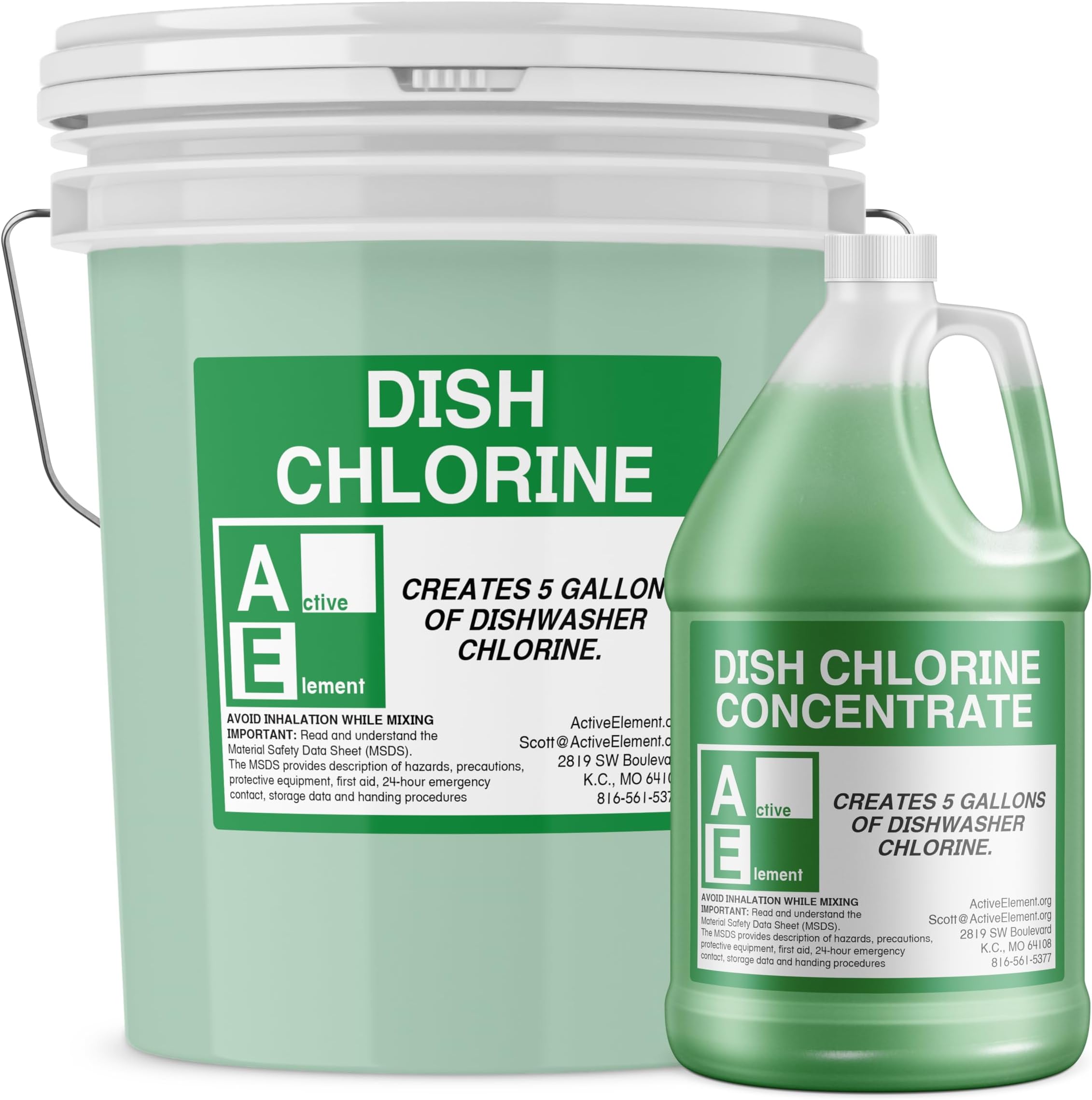 Dish Chlorine Concentrate - Food Contact Surfaces- Commercial Dishwasher - No Rinse - Food Service Kitchen - Multi-Use - Makes one 5-Gallon Pails (Diluted Further to 1,280 Gallons)