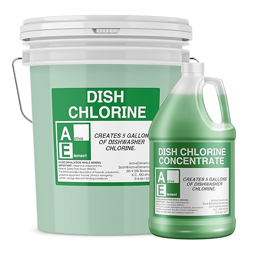 Dish Chlorine Concentrate - Food Contact Surfaces- Commercial Dishwasher - No Rinse - Food Service Kitchen - Multi-Use - Makes one 5-Gallon Pails (Diluted Further to 1,280 Gallons)