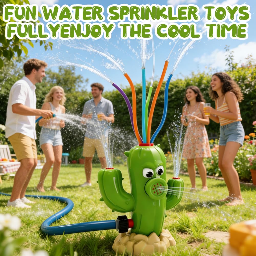 Wasserspielzeug Kinder Outdoor, Kaktus Wassersprinkler, Sprinkler Spiele für Jungen Mädchen Ab 3 4 5 6 7 8 Jahre für Wasserblume, Außenbereich, Rasen, Garten, Pool-Party