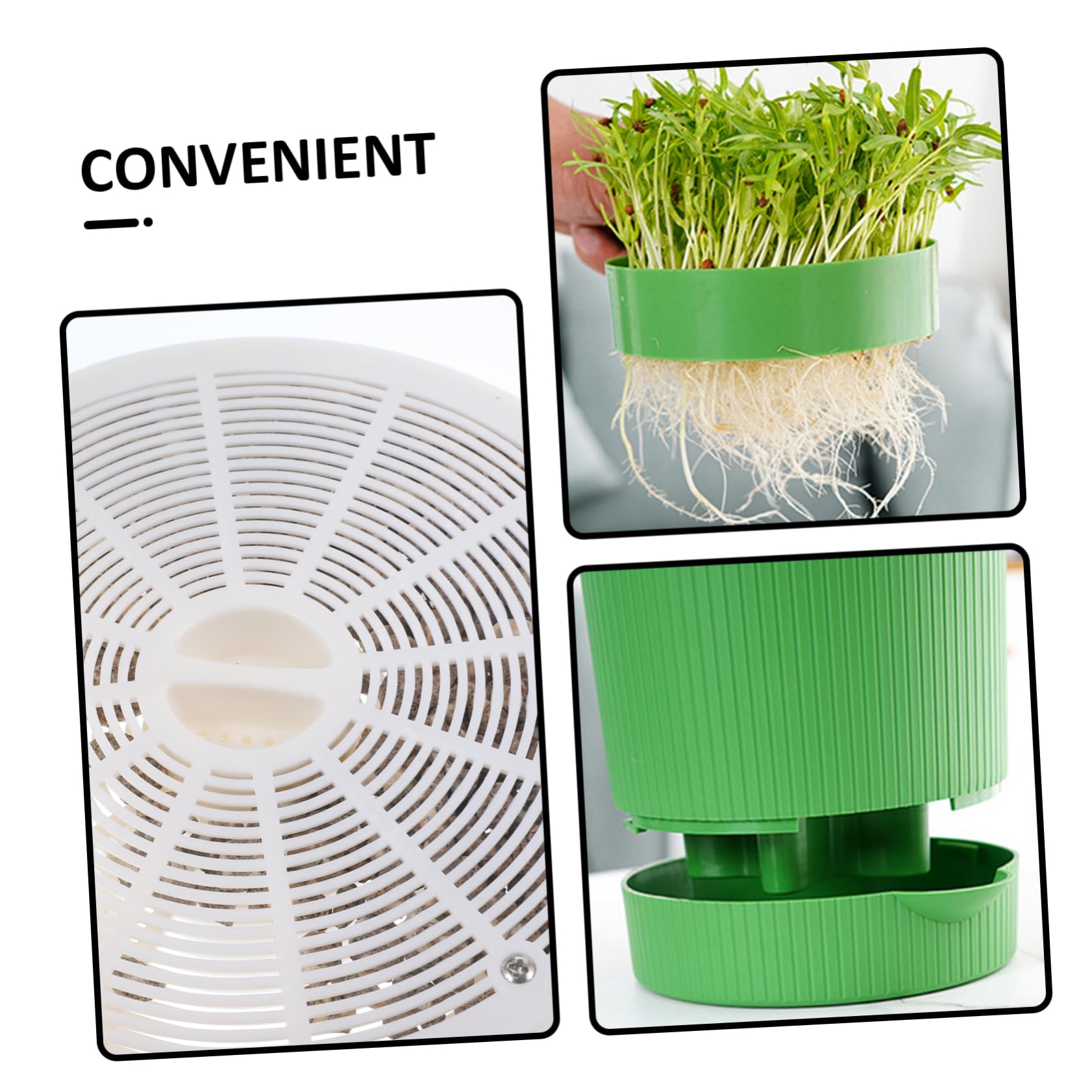 Cabilock Germoir pour Graines à Germer, Kit de Culture de Germes de Haricots en PP et Pierre, Réutilisable, Design D’évacuation D’Eau, pour Maison et Jardin | Vert, Sortie D’eau et Structure Respirante, pour Soja et Graines de Blé, Usage Porche et Jardin