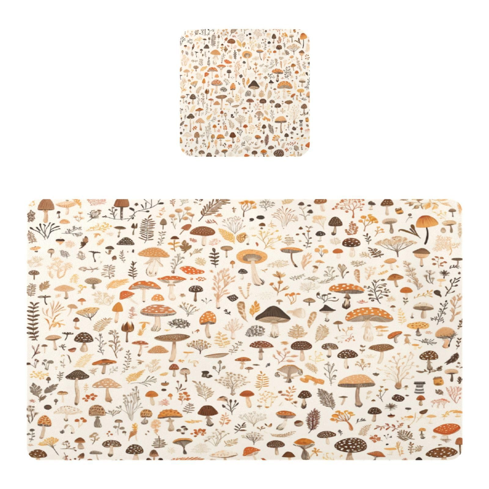 BURSTDDY Mushroom Placemat Waterproof Place Mat for Dining Table