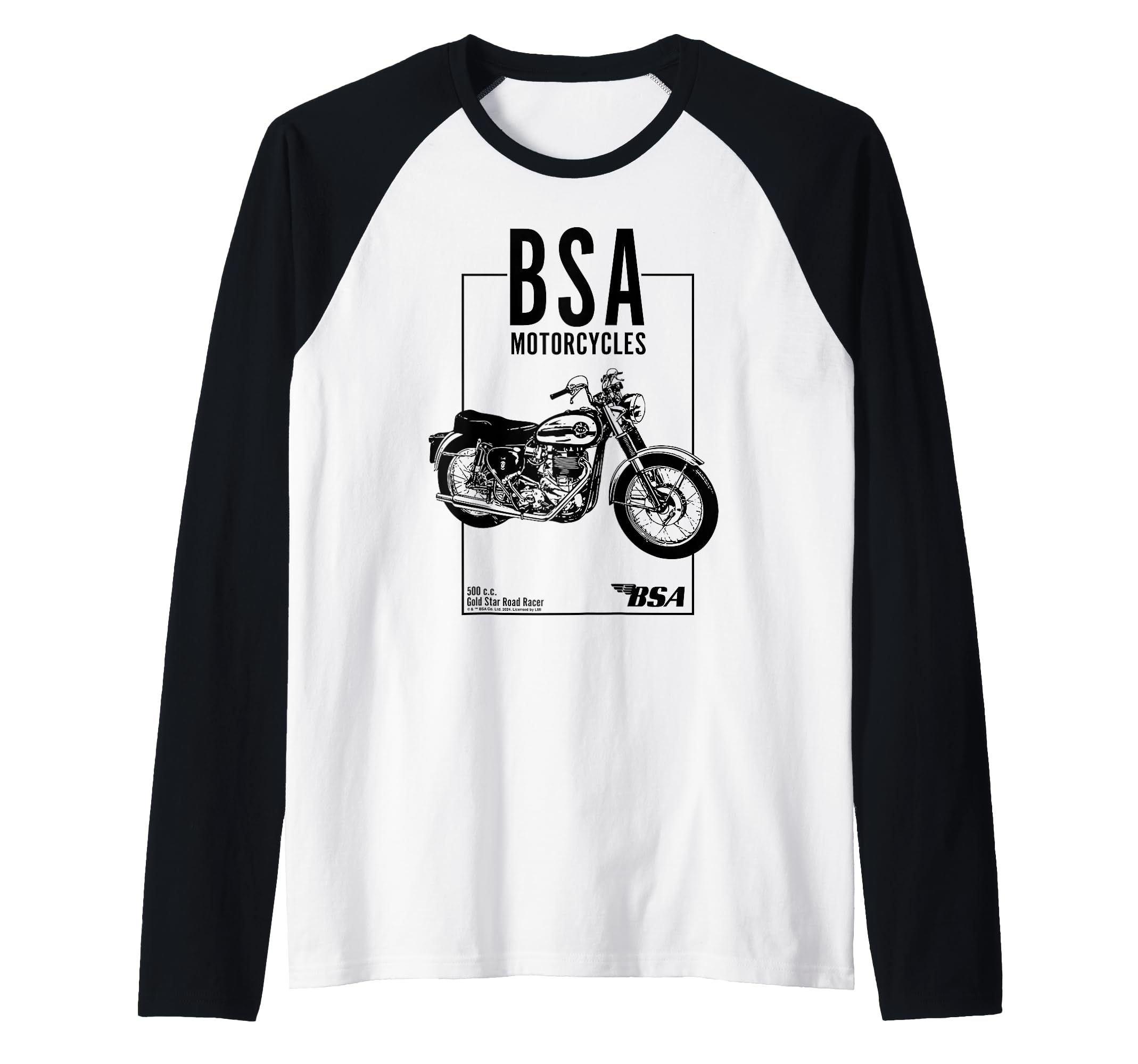 BSA Motorcycles 500 Gold Star Road Racer Raglan Baseball Tee