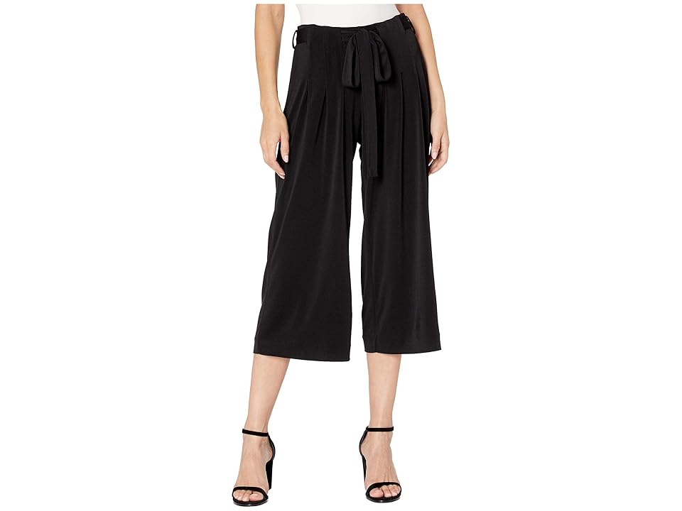 

eci Cropped Wide Leg Pants with Waist Tie Detail (Black) Women's Casual Pants