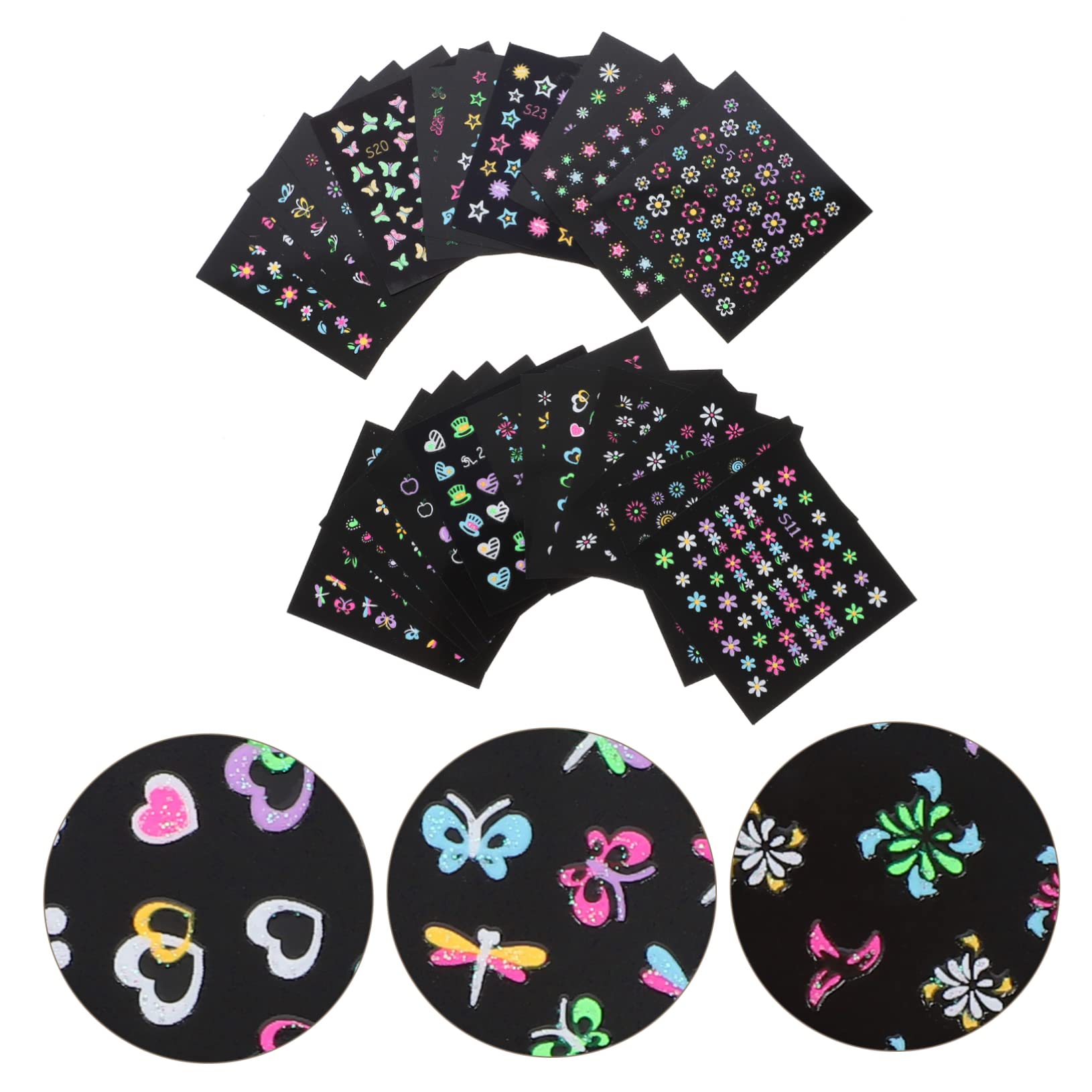 FOMIYES 5 Set di Adesivi per Nail Art Fluorescenti per Unghie Manicure Strisce per Nail Art Set di Decalcomanie per Feste Serali Fogli * 5