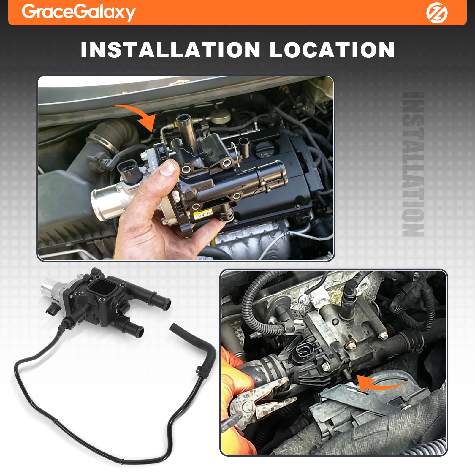 GraceGalaxy Termostato alloggiamento con tubo termico per Zafira C Tourer Zafira B Astra H Astra J Insignia A Mokka X Signum Vectra C 159 Aveo Cruze Orlando Trax Croma Caravan 1.6 1.8 25192230