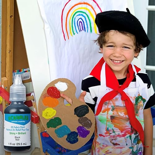 Miniatura 6 de Scribbles Pintura de tela 3D de 1 oz, color negro brillante