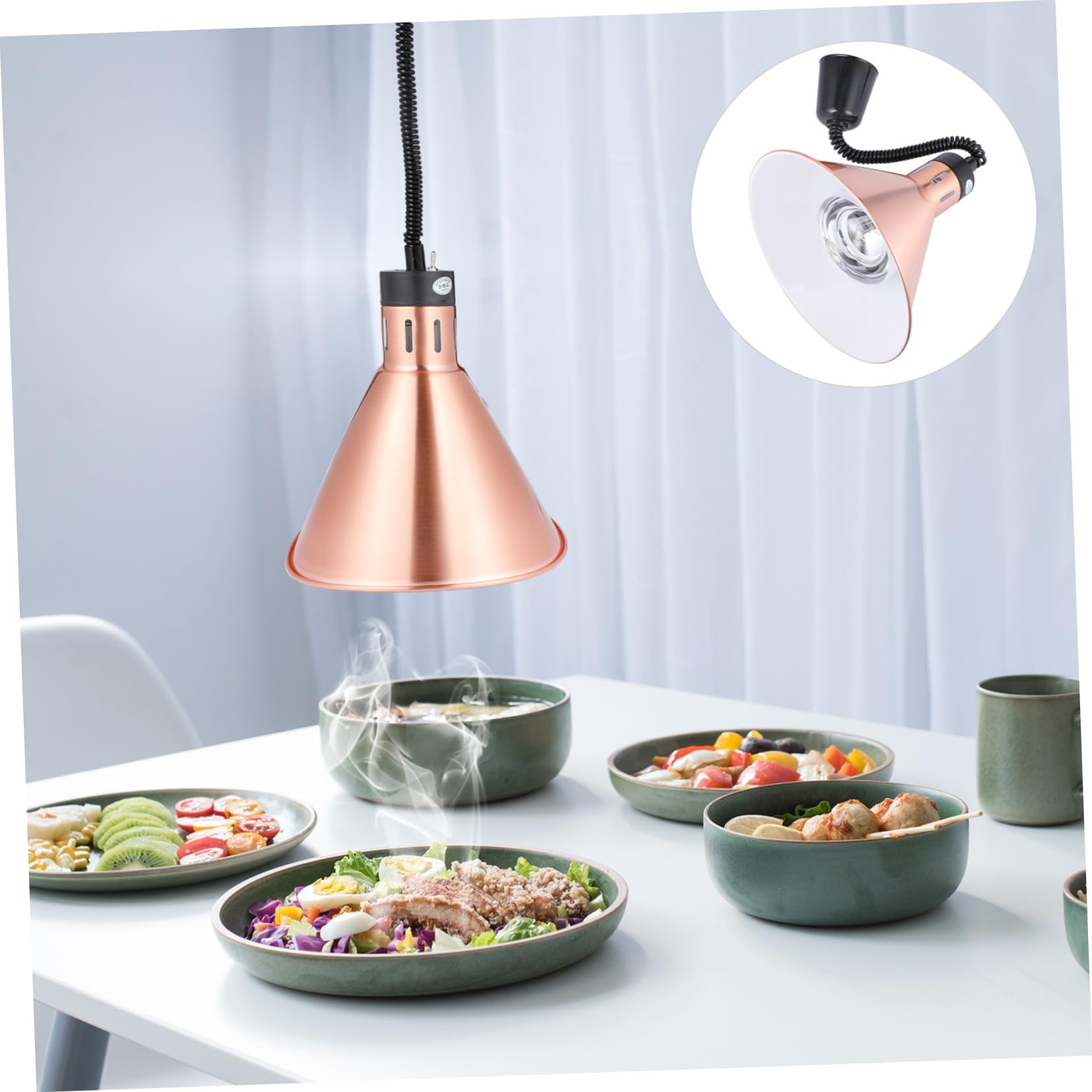 Lampada Scaldavivande Luce Riscaldante Altezza Regolabile 60-180cm in Metallo Telescopica Potenza 250w per Hotel e Mensa per Buffet e Ristorante