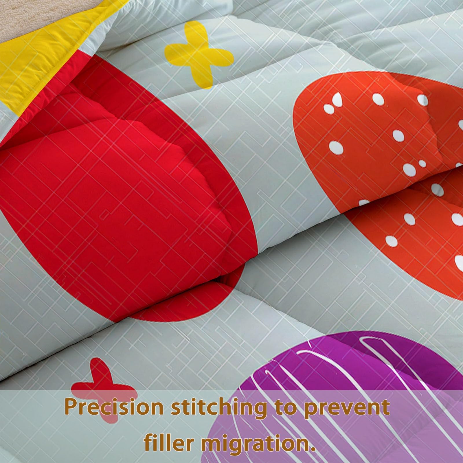 Generisch Osterei-Raster Bettdecke 200 x 200 cm 4 Jahreszeiten Steppdecke, Pop-Art Waschbare Ganzjahresdecke Kinder Bettwaren Set Kinderzimmer Gästezimmer Bettdecke Ohne Bezug