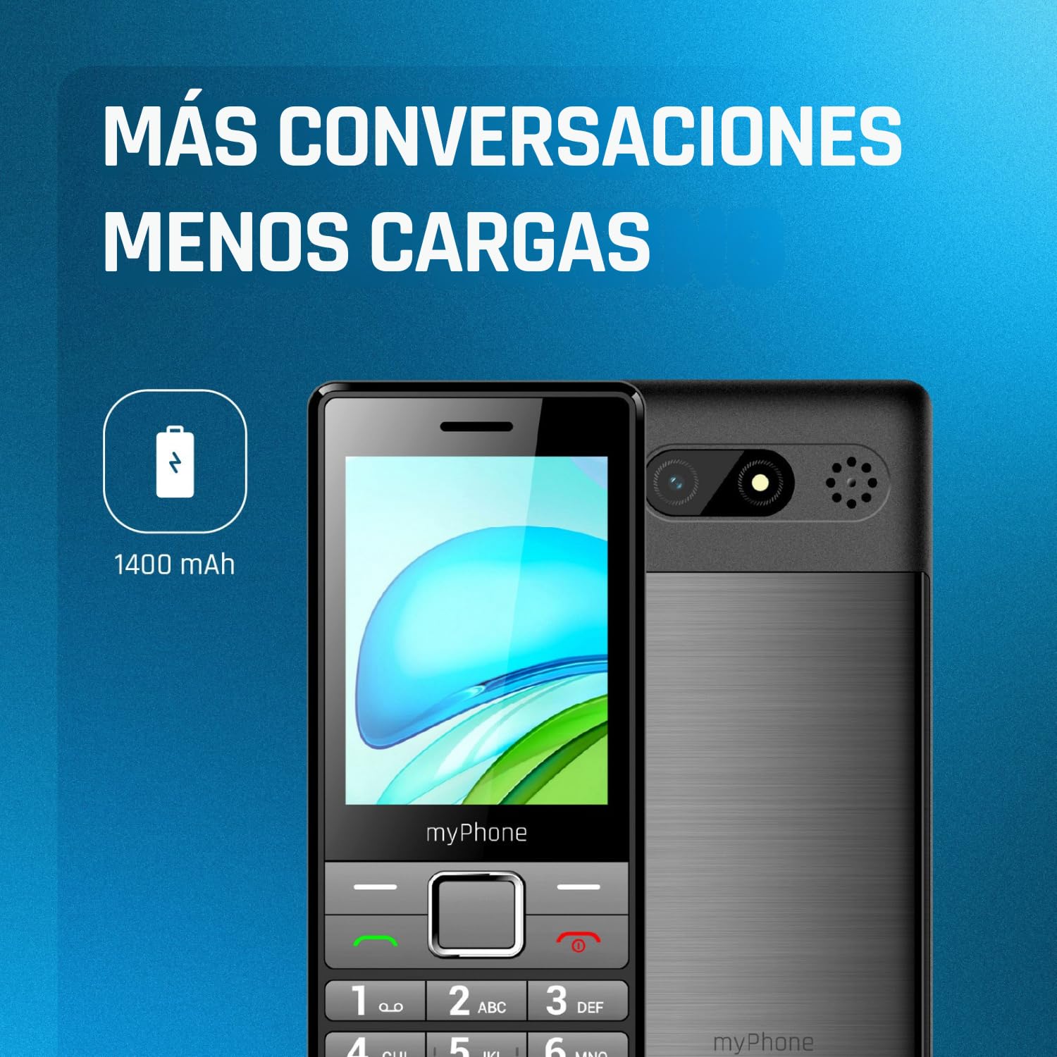 myPhone 7340 LTE Móvil para Mayores 4G con Botones Grandes, Dual SIM, Pantalla IPS 2,8", fácil de Usar, botón SOS, Negro y Plateado