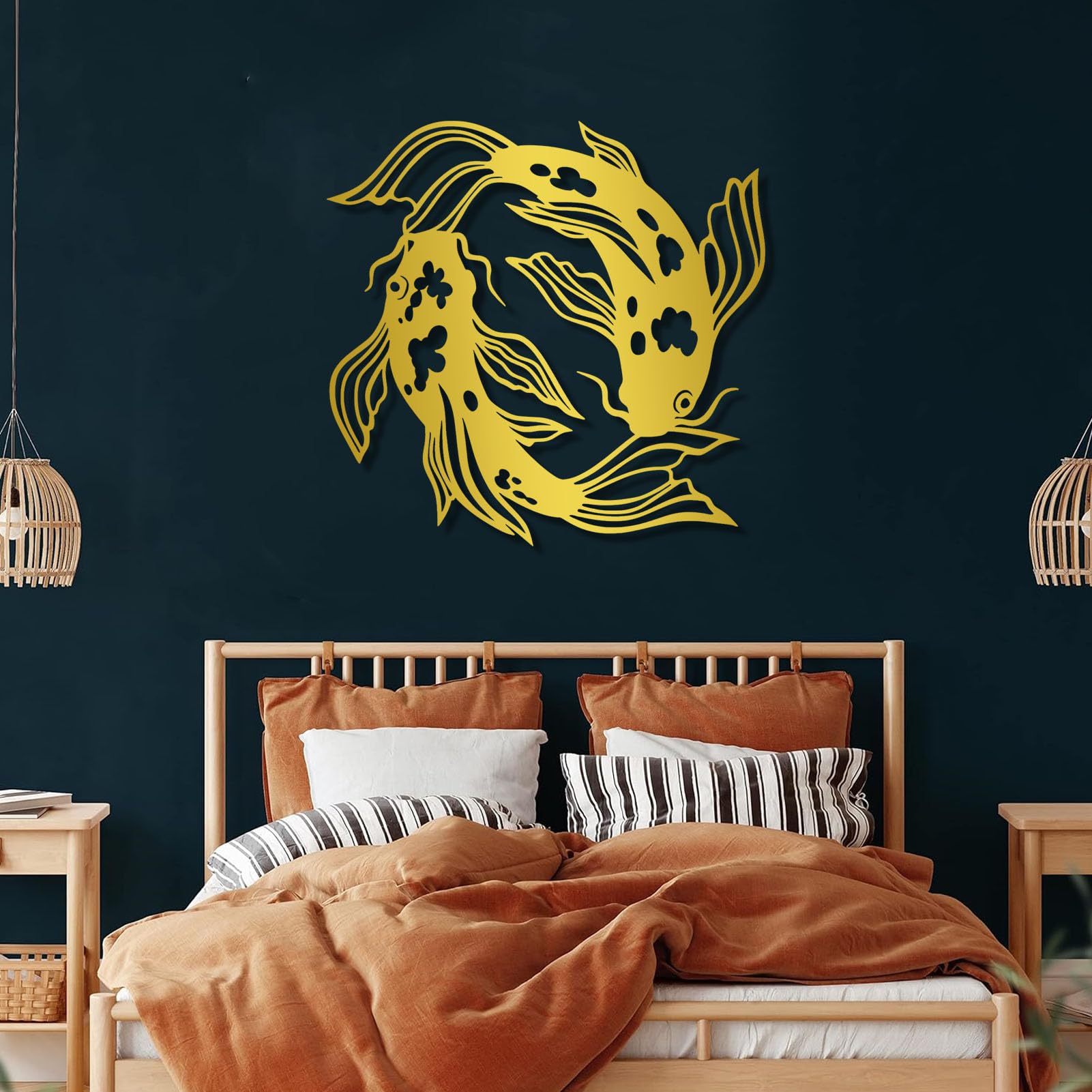 Koi Fish Metal Wall Art, Feng Shui, Home Decor, Minimalist, Regalo di inaugurazione della casa, per la Mamma, Decorazioni