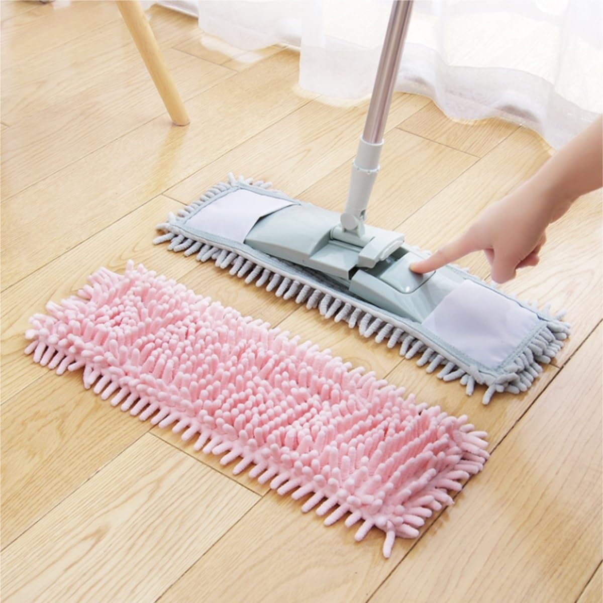 Fregona Fregona Plana Perezosa For El Hogar, Trapeador Húmedo Y Seco For Pisos De Madera, Baldosas, Paño For Fregar Limpieza Suelo(Beige)