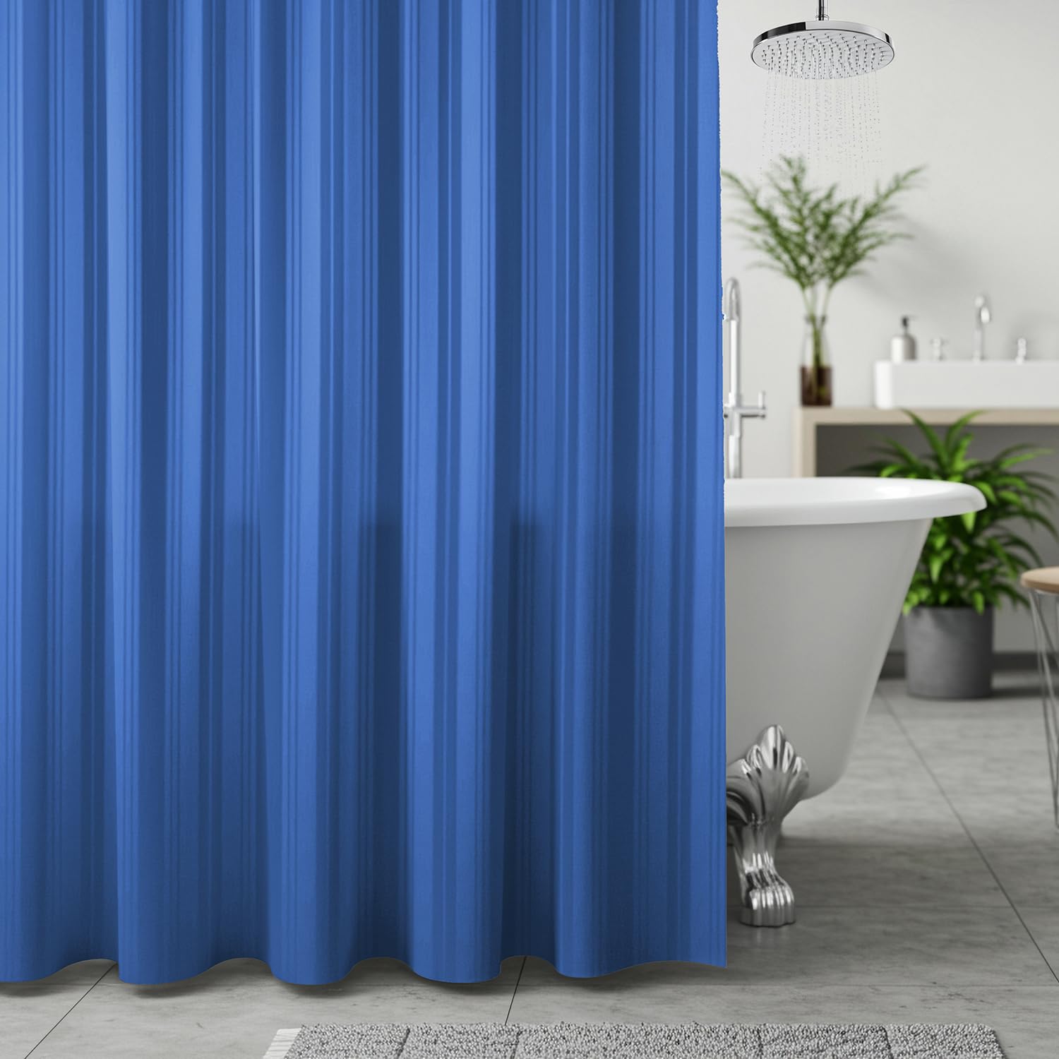 Wakefit Shower Curtain 7 Feet | 14 Free Hooks | No Plastic Smell | Waterproof Bathroom Curtain | Curtain for Balcony | Machine Washable Fabric | Blue Stripes | Height 7ft & Width 6ft | Very Premium discount deal
