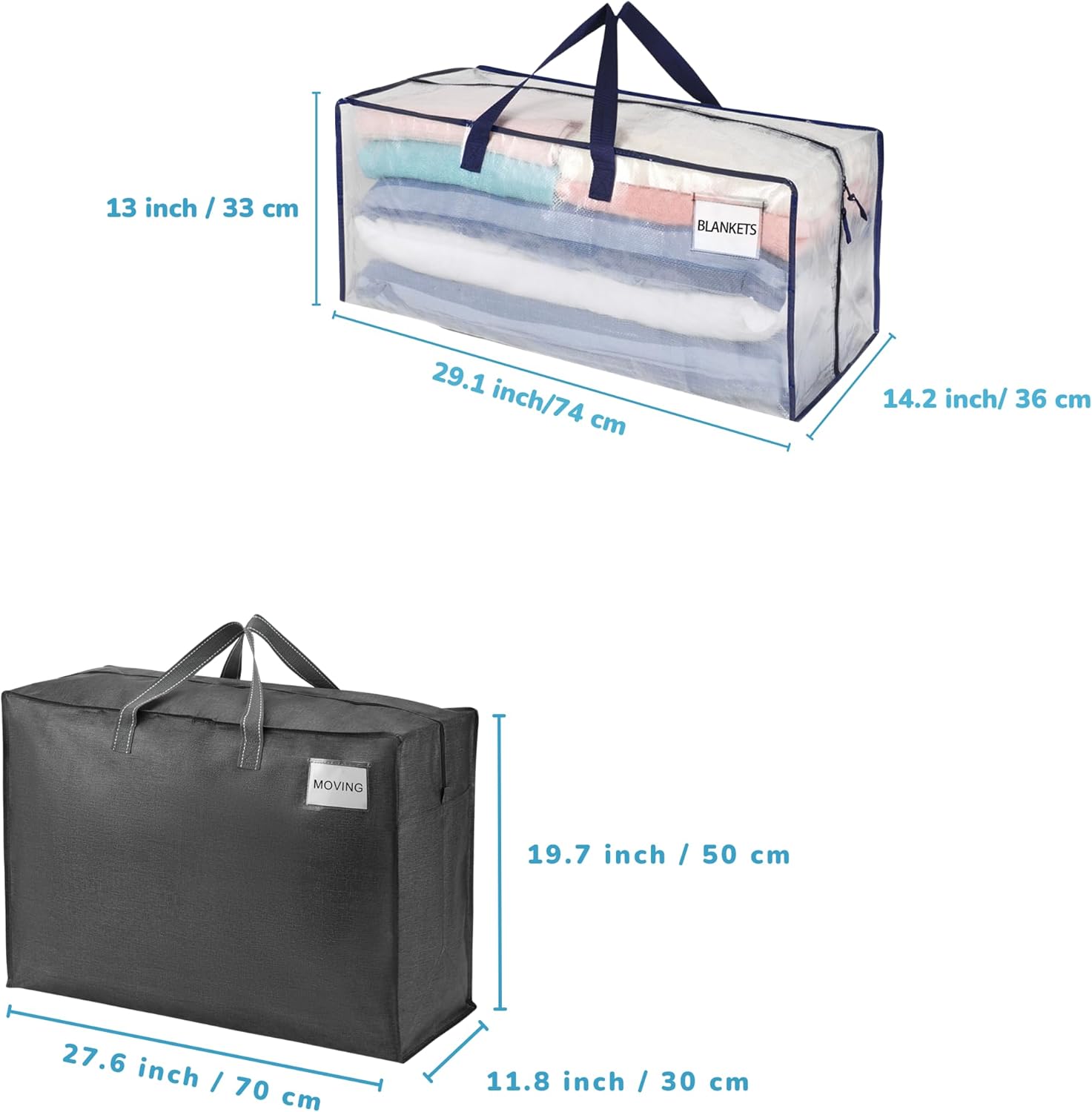 VENO 8 Pack Moving Bags (4 Pack Moving Bag with Backpack Straps + 4 Pack Extra Large Moving Bags)